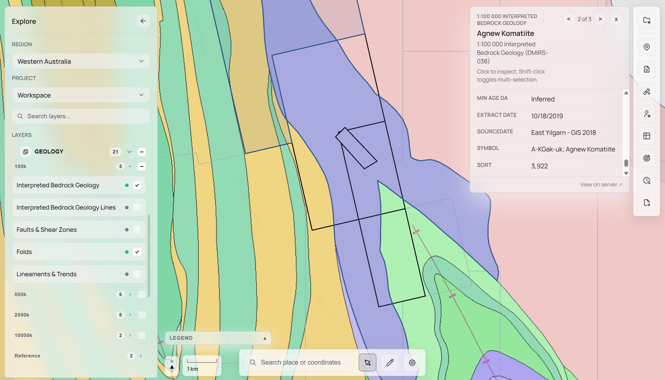 STRATUM map view showing bedrock geology layers rendered at multiple scales.